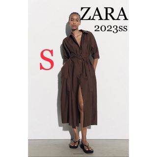 ザラ(ZARA)のZARA ザラ　ベルトシャツワンピース　ロングワンピース　ワンピース　新品未使用(ロングワンピース/マキシワンピース)