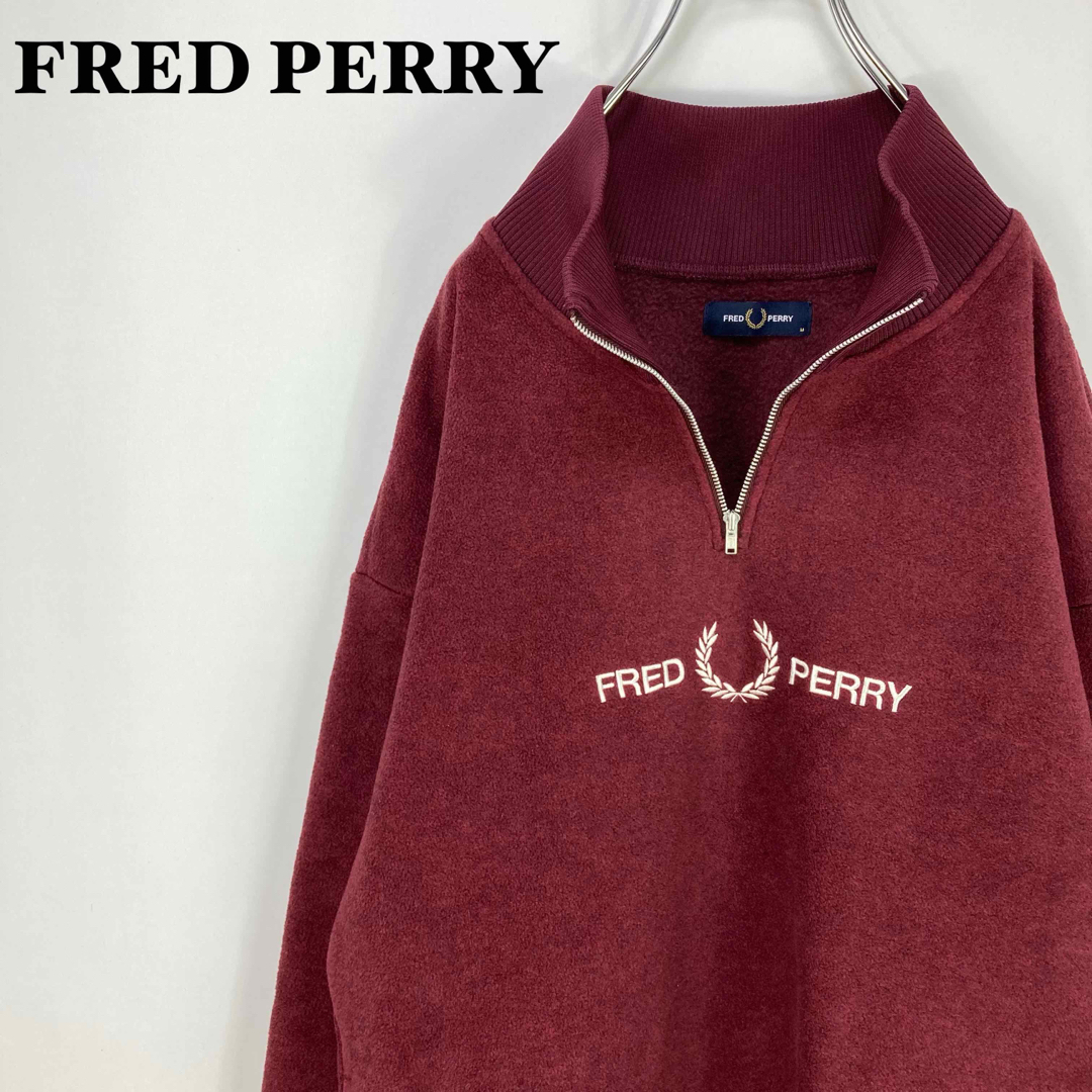 FRED PERRY - フレッドペリー 刺繍ロゴ ハーフジップ スウェット