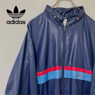 アディダス(adidas)のこれぞ80s！アディダスの国内未発売ナイロンジャンパー フード付き(大きめXL)(ナイロンジャケット)