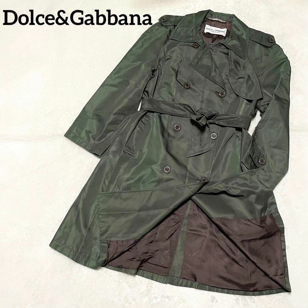 604 Dolce&Gabbana ナイロン トレンチコート 濃グリーン系 42