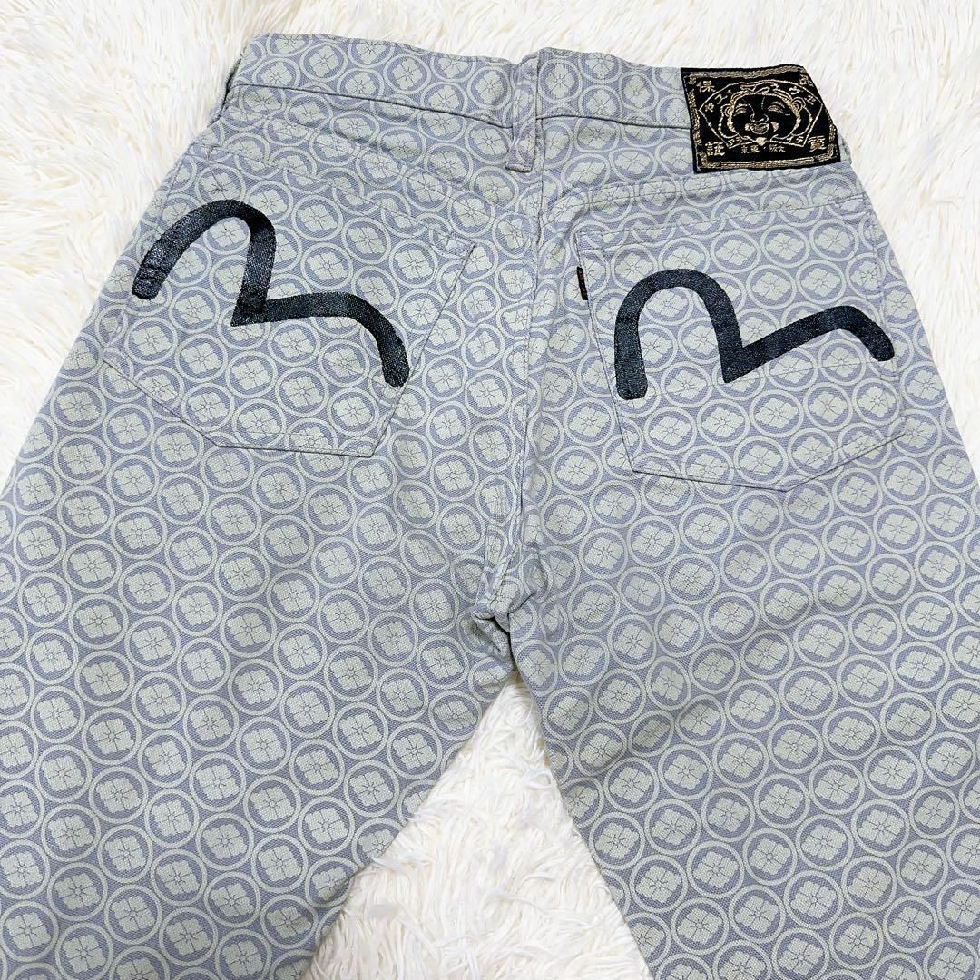 【極美品】EVISU デニムパンツ 家紋総柄 モノグラム かもめペイントW28