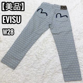 【極美品】EVISU デニムパンツ 家紋総柄 モノグラム かもめペイントW28(デニム/ジーンズ)