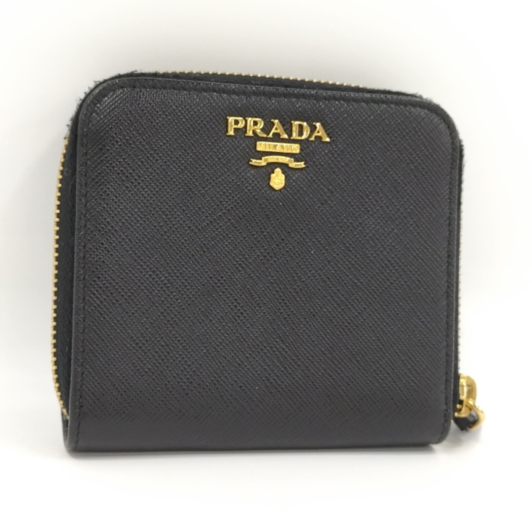 PRADA ラウンドファスナー 二つ折り財布 サフィアーノ レザー ブラック | フリマアプリ ラクマ