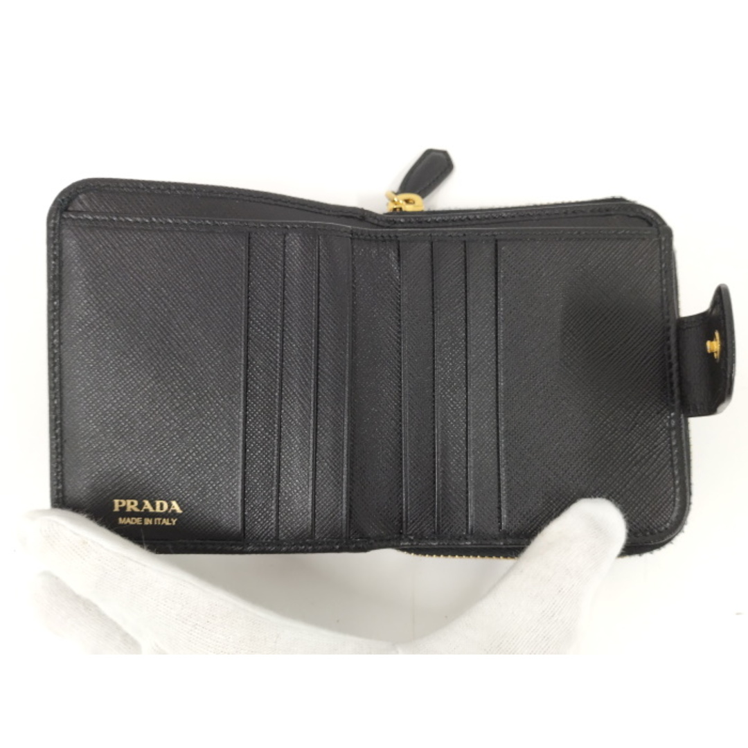 【美品】PRADA サフィアーノ ラウンド  牛革レザー　プラダ財布ファッション小物