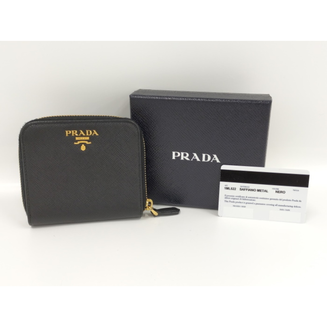 【美品】PRADA サフィアーノ ラウンド  牛革レザー　プラダ財布ファッション小物