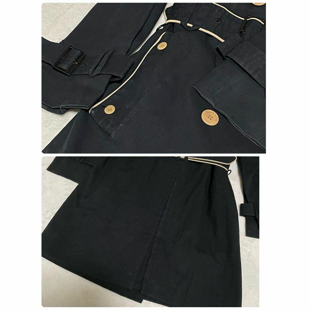 AQUA SCUTUM(アクアスキュータム)の607 希少 Aquascutum トレンチコート パイピング ライナー付 黒 レディースのジャケット/アウター(トレンチコート)の商品写真