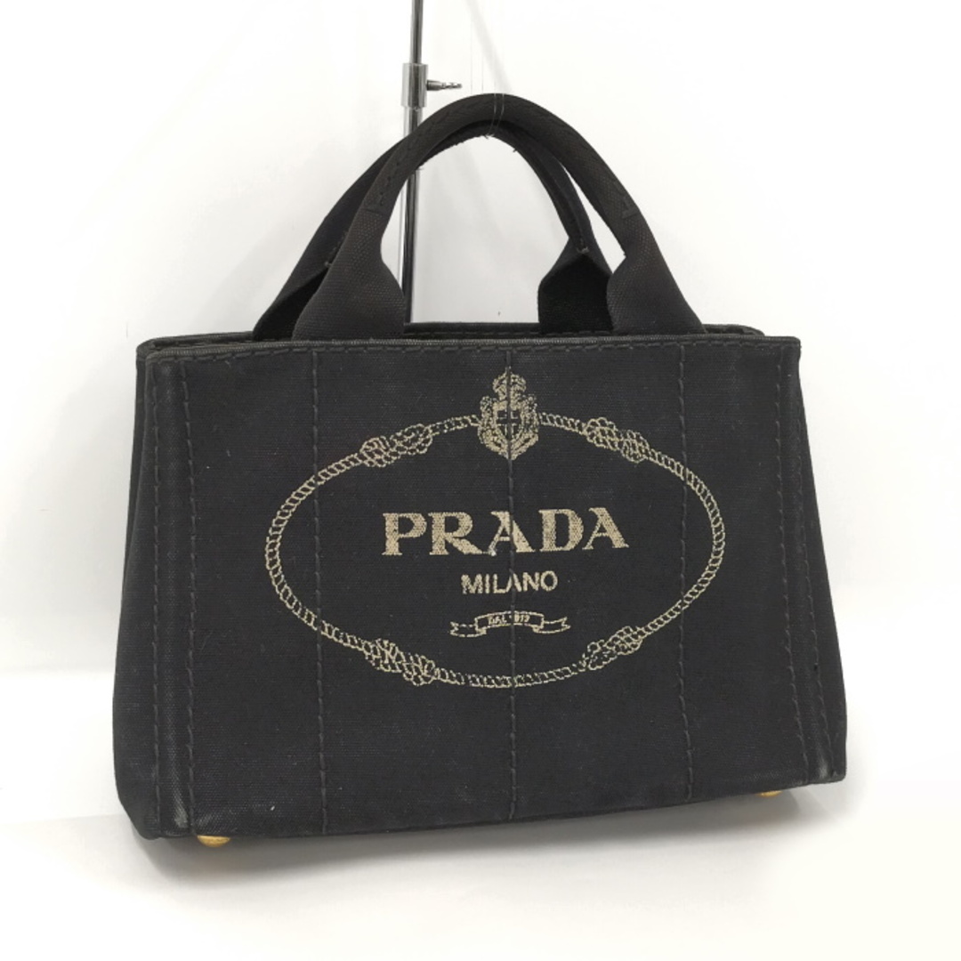 キャンバスサイズPRADA カナパ ミニ トートバッグ キャンバス ブラック BN2439