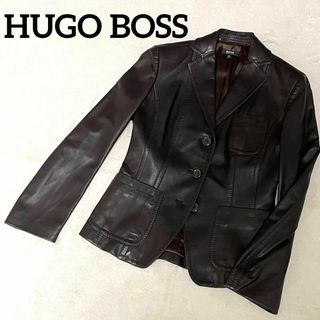 ヒューゴボス(HUGO BOSS)の606 希少カラー HUGO BOSS ラムレザージャケット ダークブラウン M(その他)