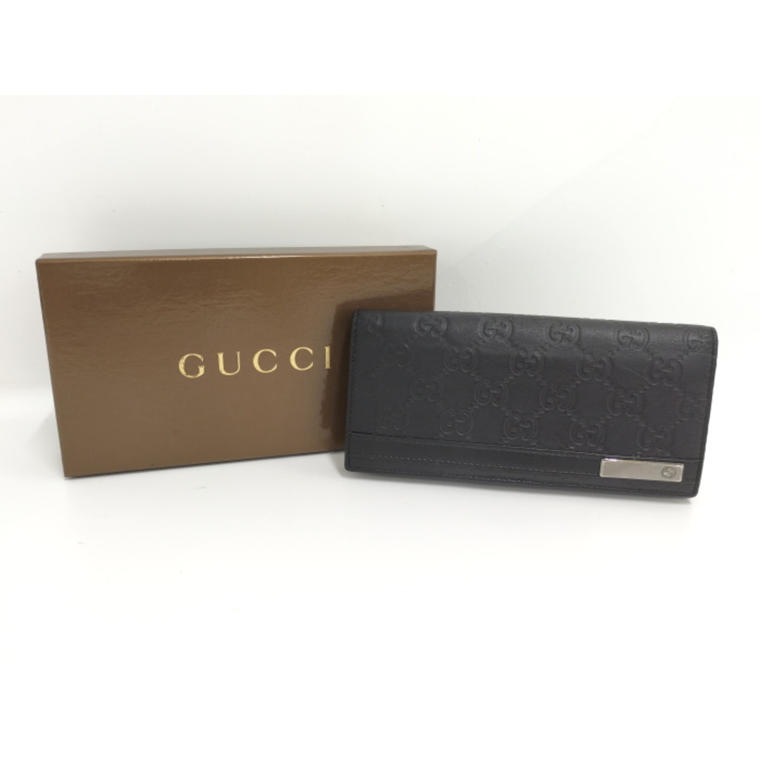 GUCCI - GUCCI 二つ折り長財布 グッチシマ レザー ブラック GUCCI - GUCCI 二つ折り長財布 グッチシマ レザー ブラック