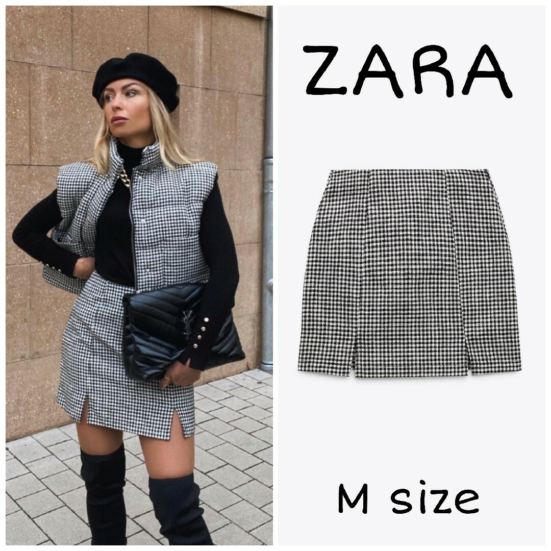 ZARA　チェック柄ミニスカート　Mサイズ　チェック柄 | フリマアプリ ラクマ