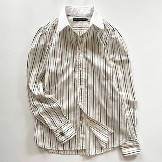 ラルフローレン(Ralph Lauren)の美品◆ラルフローレン◆ストライプブラウス　シャツ　パフスリーブ　白衿　刺繍(シャツ/ブラウス(長袖/七分))