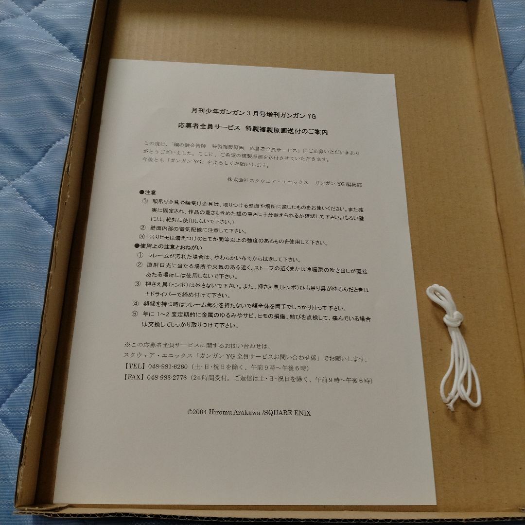 未使用/鋼の錬金術師 サイン入り複製原画 荒川弘 ガンガンYG特製 額縁付き