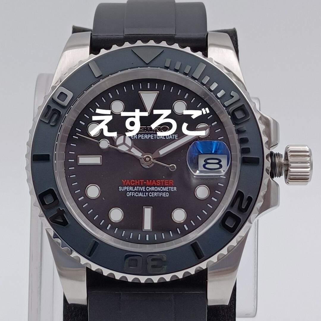新品(655)SEIKOMODカスタム腕時計 黒ヨットラバーベルトnh35 | www
