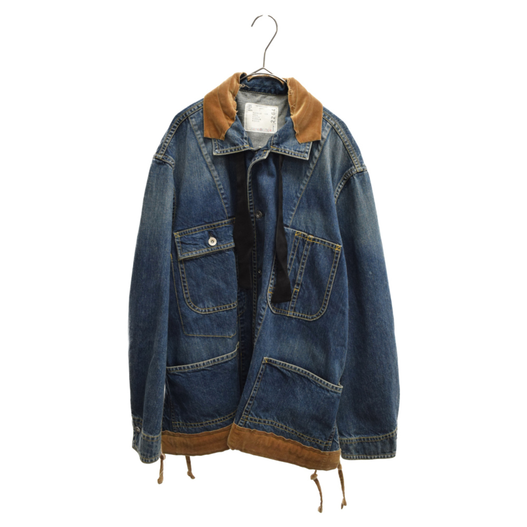 Sacai サカイ 20SS VELOUR DENIM SHIRTS 20-02264M ベロア切替 デニムジャケット インディゴ