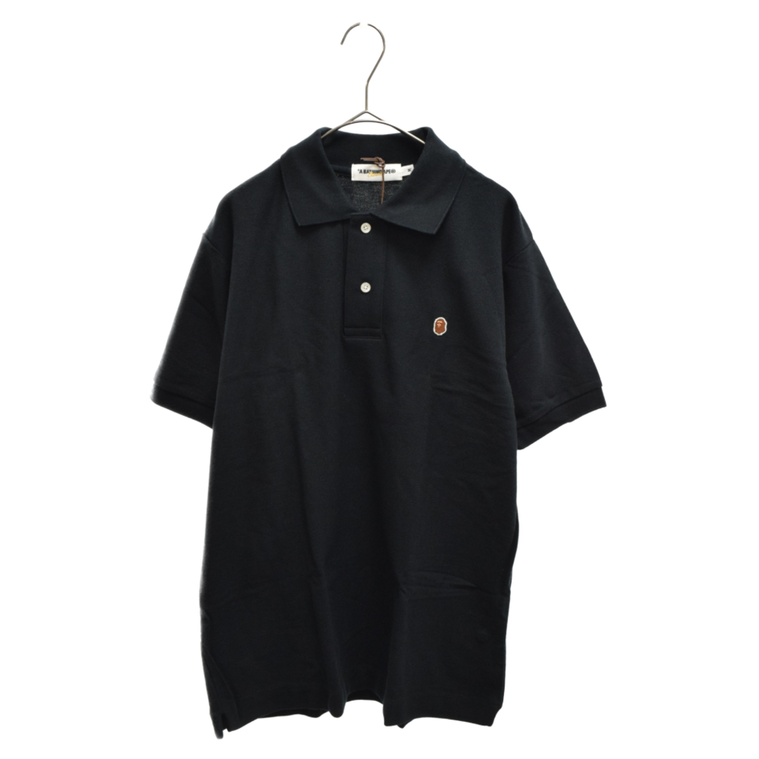 A BATHING APE アベイシングエイプ SMALL APE HEAD POLO スモールエイプヘッド 半袖ポロシャツ ワッペン ブラック