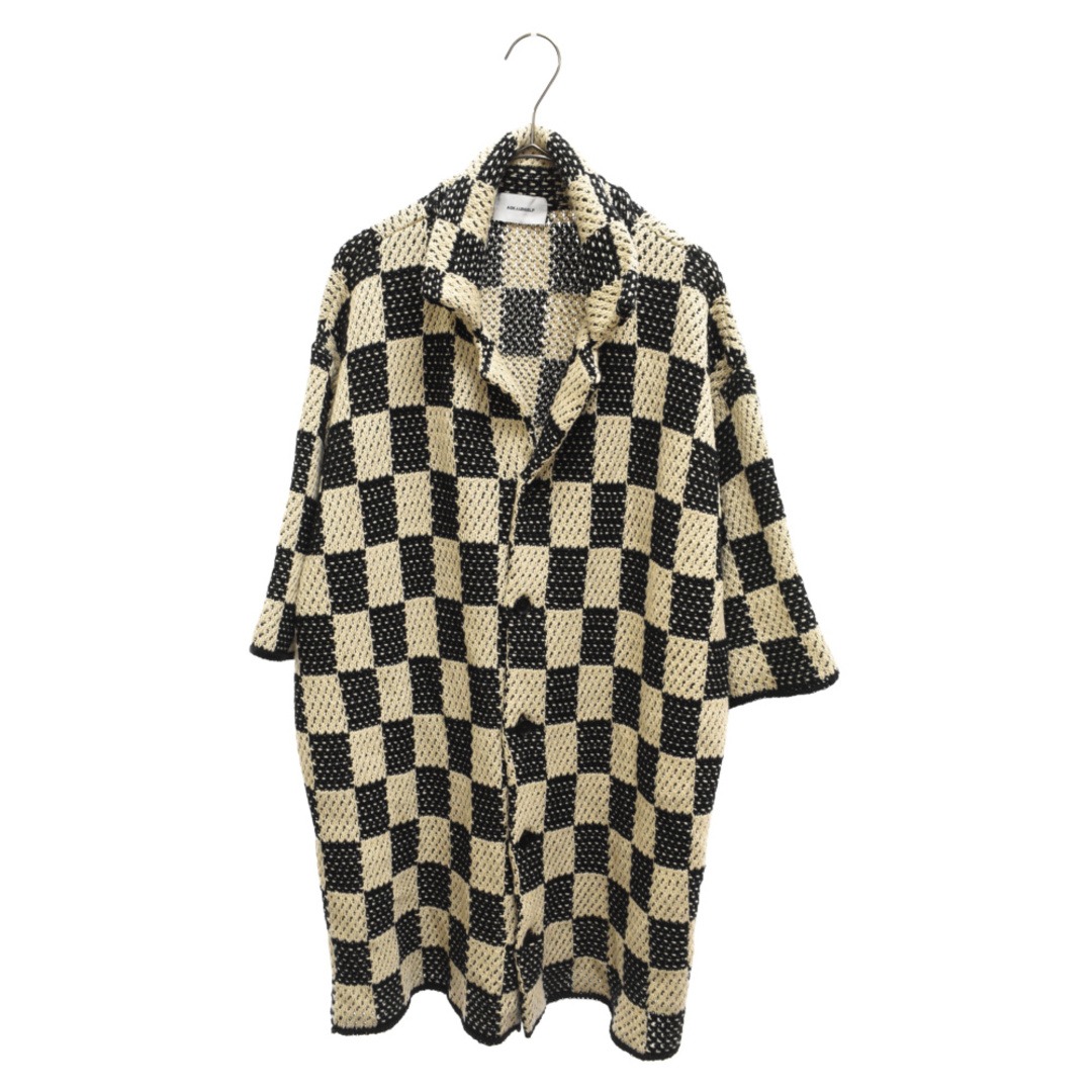 ASKYURSELF アスクユアセルフ 23SS Checkered Crochet Shirt チェッカーフラッグニット半袖シャツ