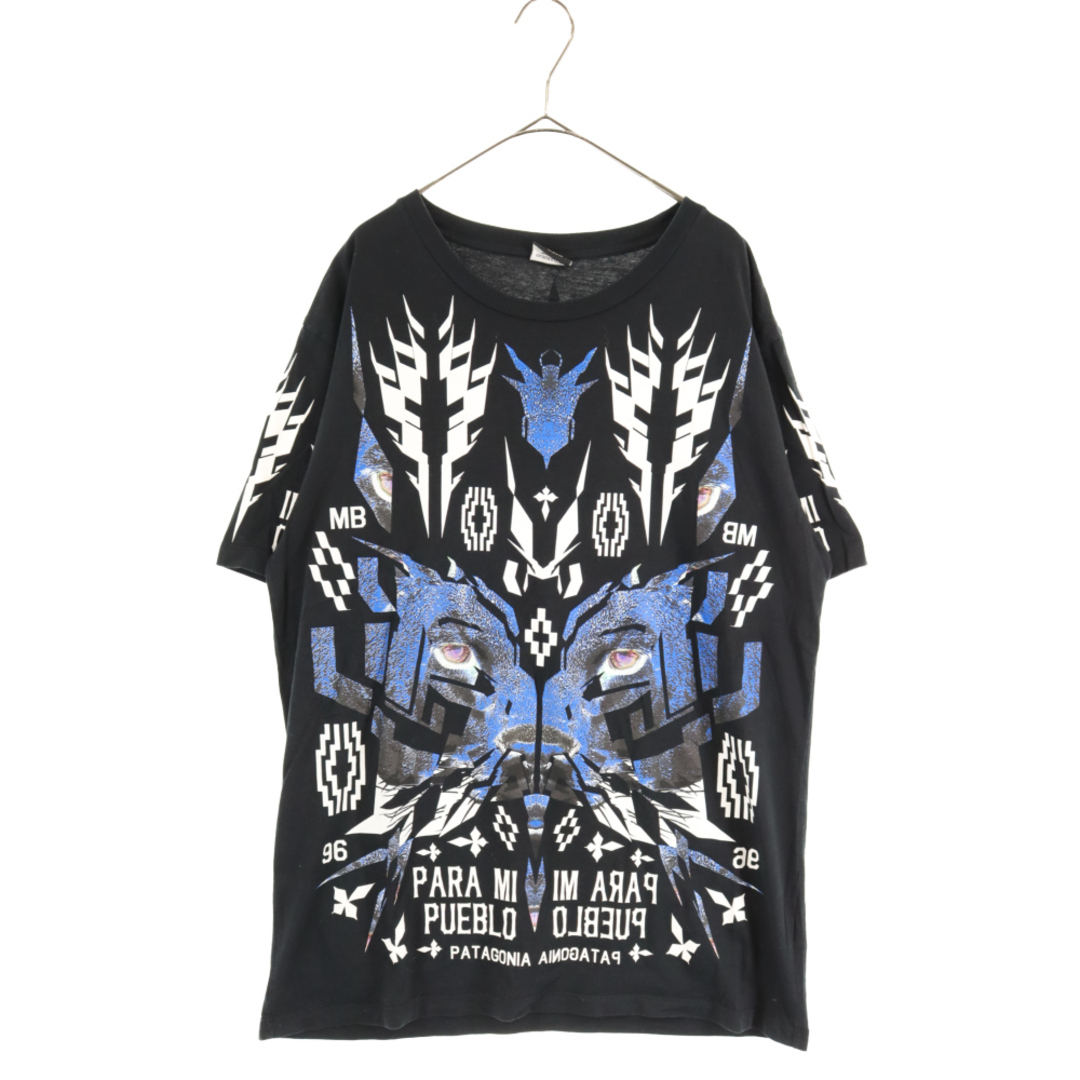 MARCELO BURLON マルセロバーロン pueblo t-shirt フロントプリント半袖Tシャツ ブラック/ブルー