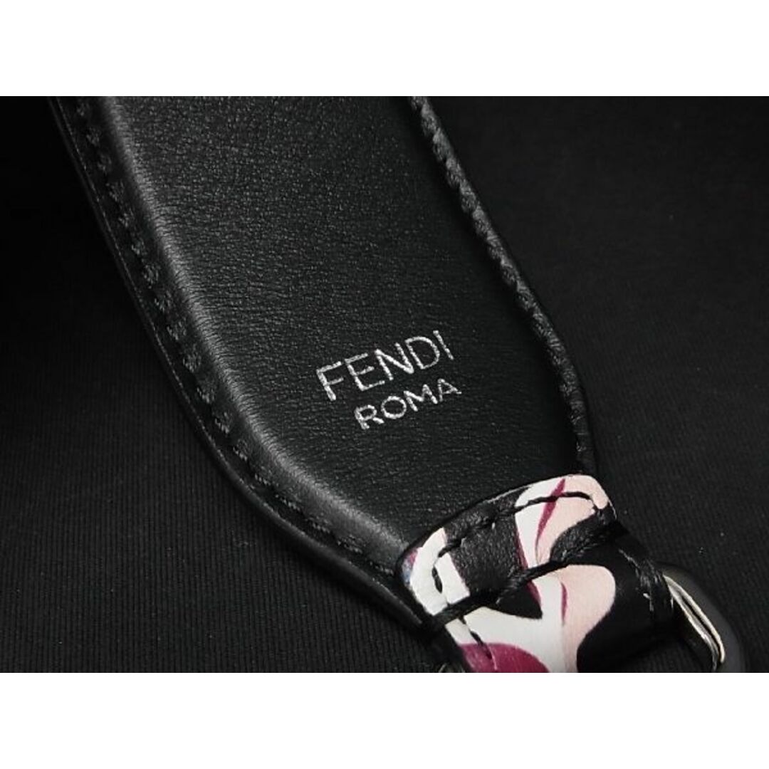 ■極美品■ FENDI フェンディ ストラップユー レザー 総柄 バッグ用 ショルダーストラップ 肩掛け ホワイト系×マルチカラー AR2058