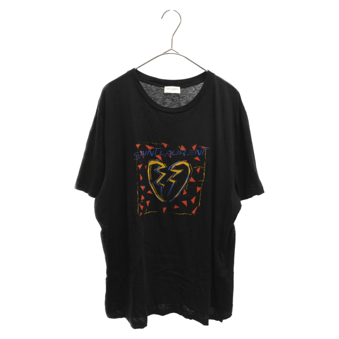 SAINT LAURENT PARIS サンローランパリ BROKEN HEART T-shirt ブロークンハートプリントクルーネック半袖Tシャツ 631805 YBVV2 ブラック