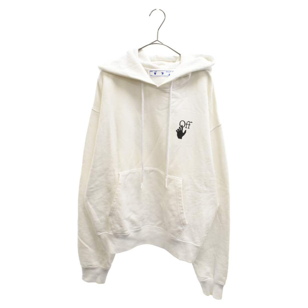 OFF-WHITE オフホワイト 20AW BRUSHSTROKE ARROW COTTON HOODIE グラフィックプリント プルオーバーパーカー フーディ ホワイト OWBB032R20F30128