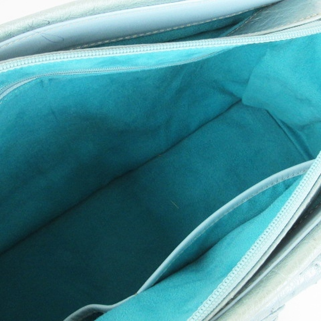 オーストリッチ ハンドバッグ レザー 水色 ブルー 鞄 カバン 4