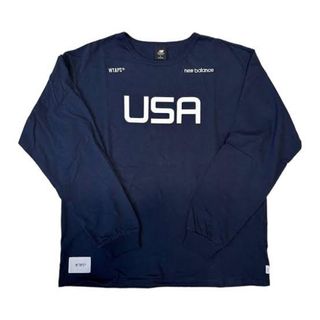 ダブルタップス(W)taps)の美品　タグ付き　wtaps new balance Tシャツ　ネイビー　Sサイズ(Tシャツ/カットソー(七分/長袖))