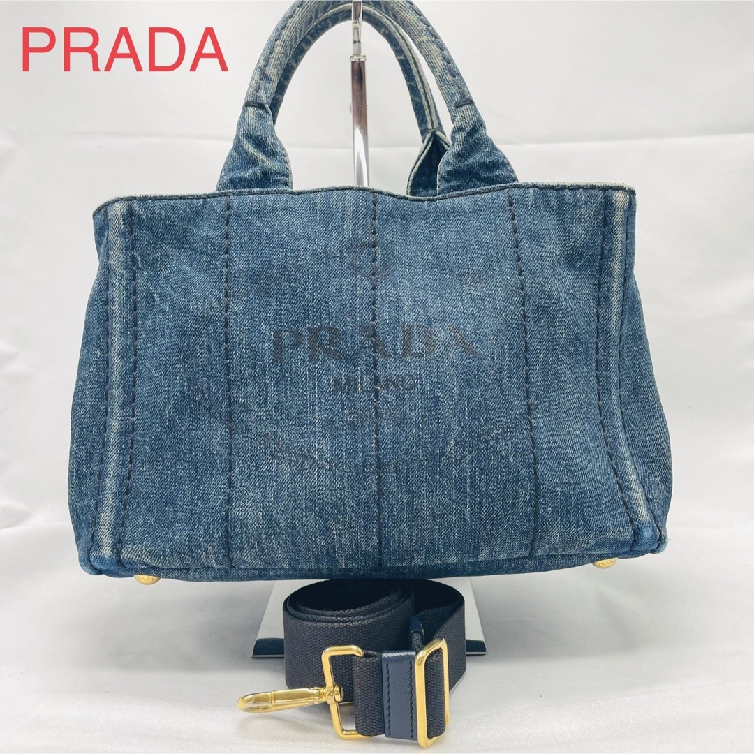 PRADA プラダ　カナパ　デニム　トートバッグ　2way ショルダーバッグ