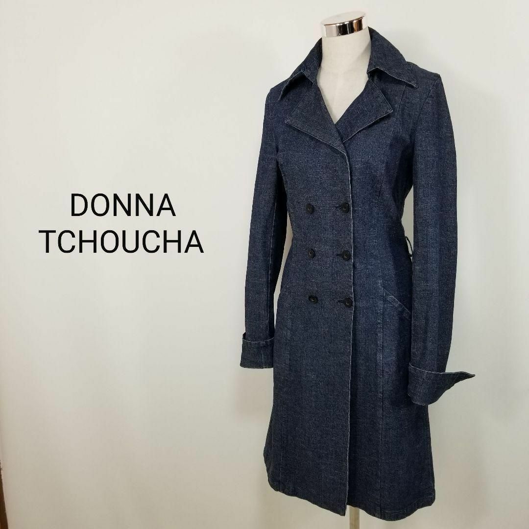 DONNA TCHOUCHAフランス製デニムトレンチコート38美シルエット藍色