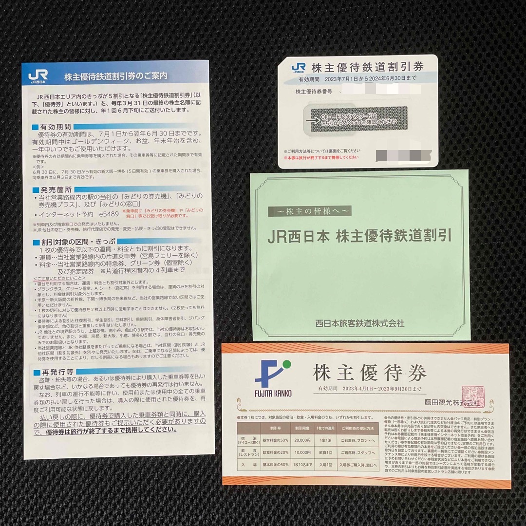 匿名配送　JR西日本　株主優待  鉄道割引券