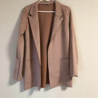 ザラ(ZARA)のZARA ザラ スエード風 ピンクベージュ テーラード ジャケット キレイめ(テーラードジャケット)