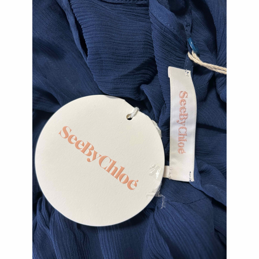 新品】SEE BY CHLOÉ ギャザー入り シルクジョーゼット ワンピース-