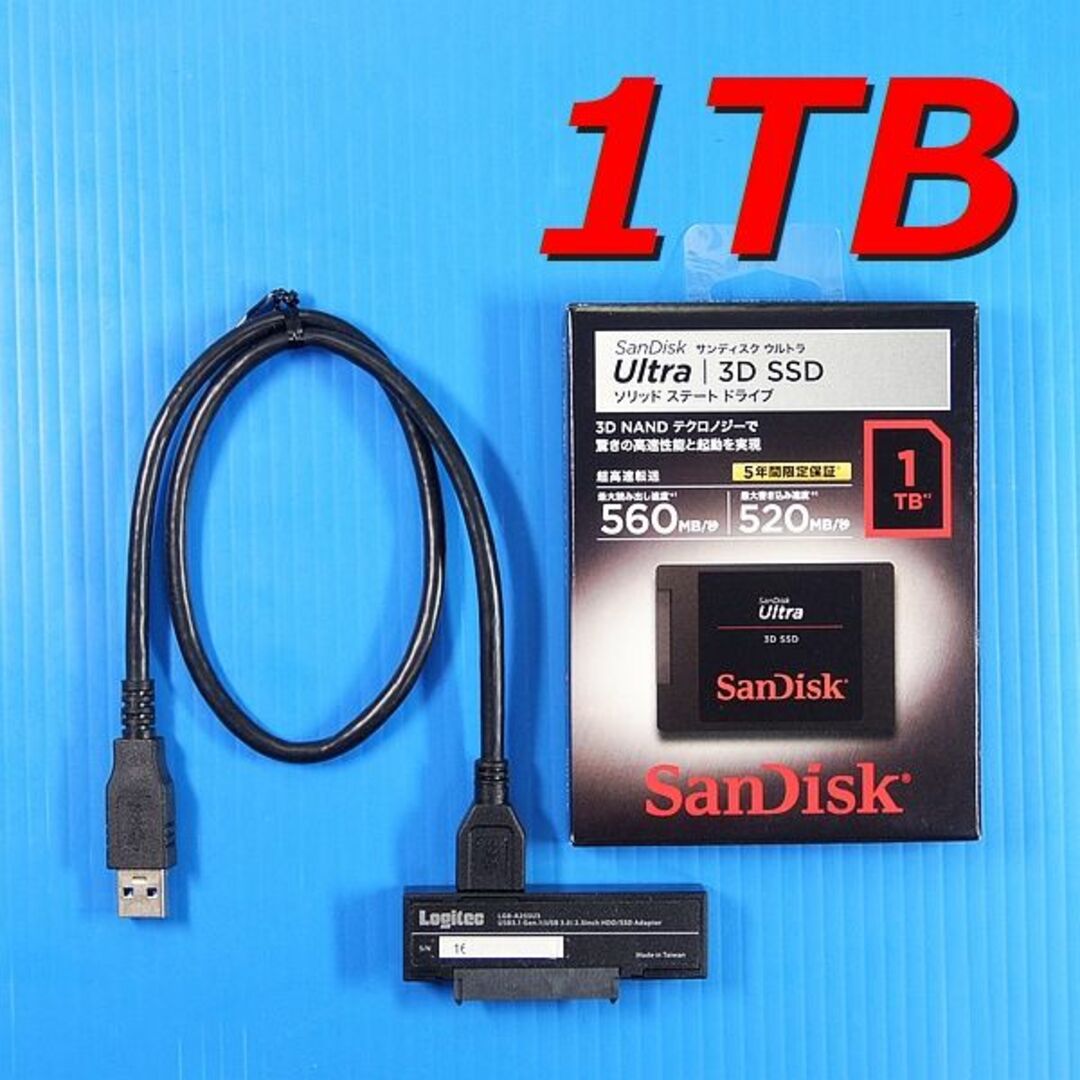 SSD 1TB】SanDisk Ultra J26 w/ロジテックUSB-
