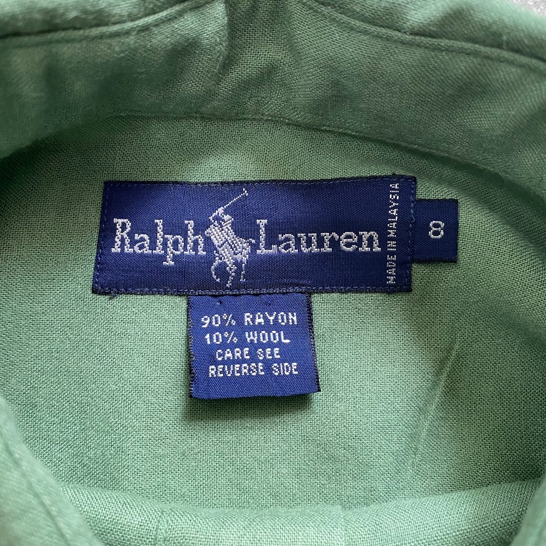 POLO RALPH LAUREN(ポロラルフローレン)の90s ラルフローレン レーヨンシャツ 若草色 刺繍 メンズのトップス(シャツ)の商品写真