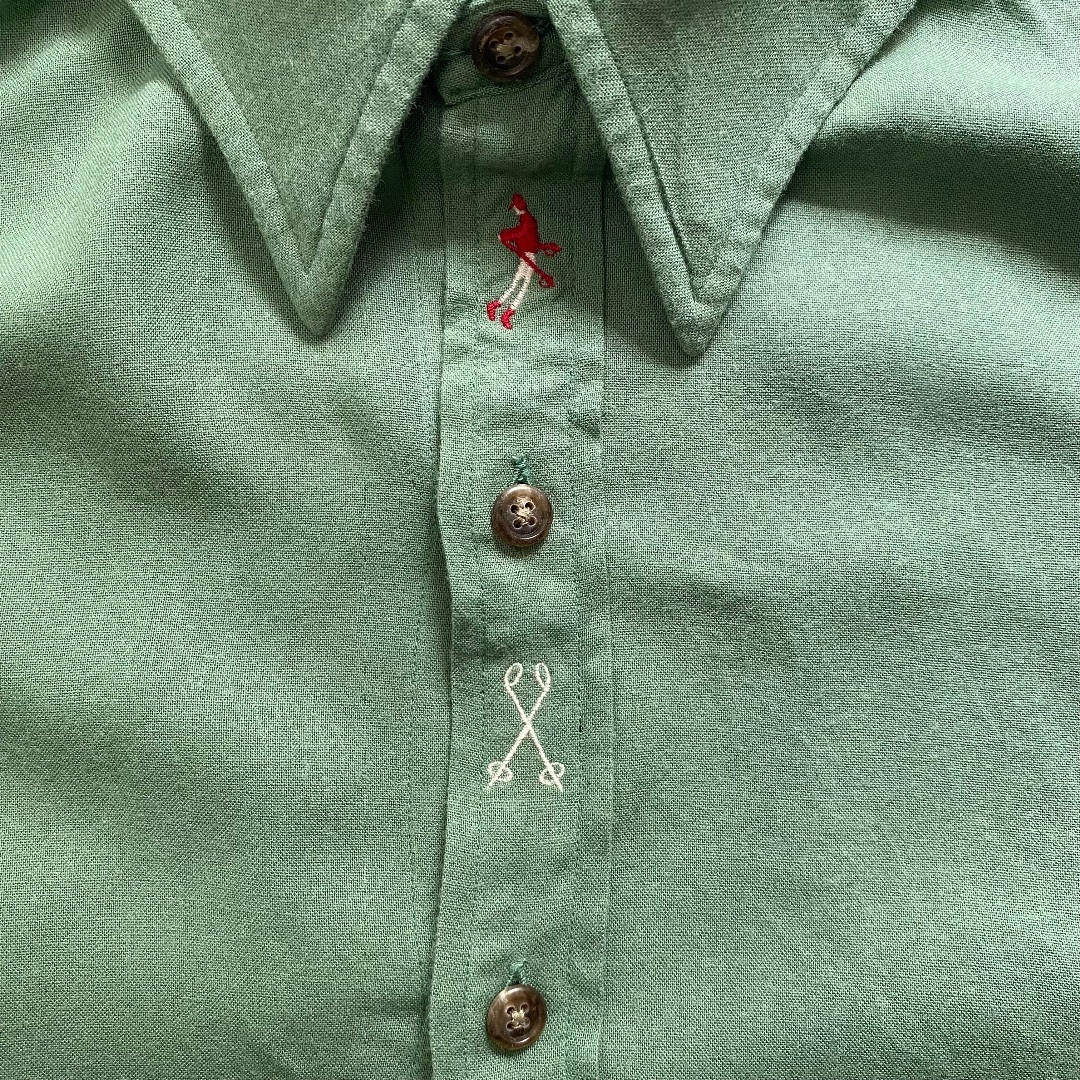 POLO RALPH LAUREN(ポロラルフローレン)の90s ラルフローレン レーヨンシャツ 若草色 刺繍 メンズのトップス(シャツ)の商品写真