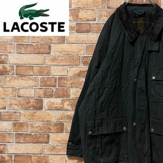ラコステ(LACOSTE)のラコステ　オイルドジャケット　コート　黒　ロゴバッジ　ブランケットライナー　L(ブルゾン)