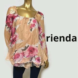 リエンダ(rienda)の【3052】rienda 花柄 シースルー バルーン シャツ F(シャツ/ブラウス(長袖/七分))