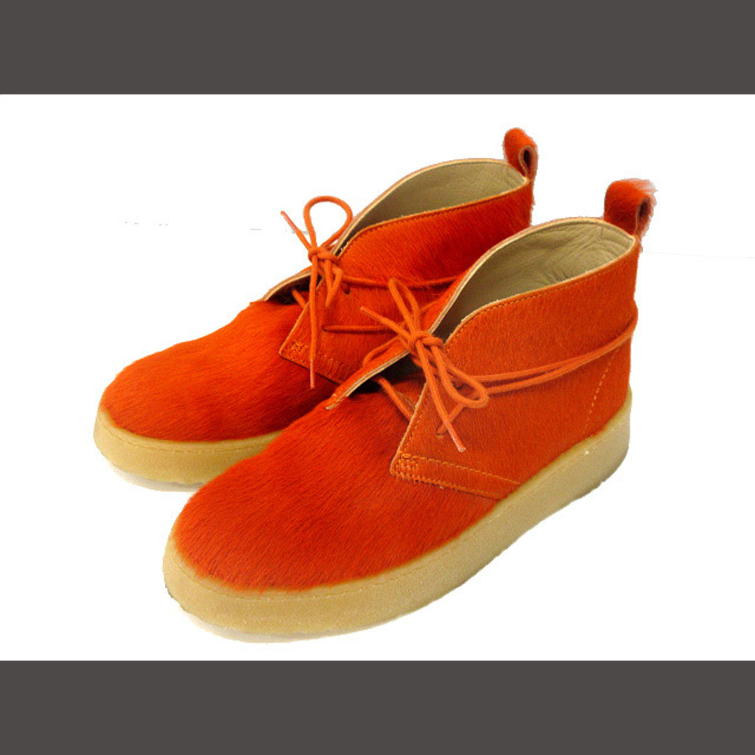 ZARA ×Clarks レザー ショートブーツ ハラコ 26㎝ オレンジ-