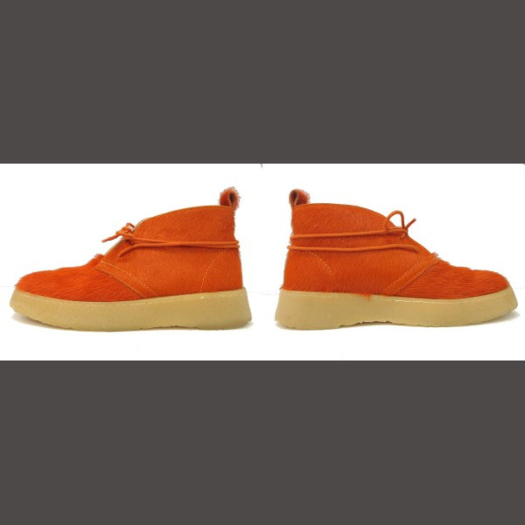ZARA ×Clarks レザー ショートブーツ ハラコ 26㎝ オレンジ-