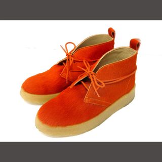 ザラ(ZARA)のZARA ×Clarks レザー ショートブーツ ハラコ 26㎝ オレンジ(ブーツ)