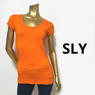 スライ(SLY)の【3060】SLY レーヨン 半袖 トップス オレンジ 無地(カットソー(半袖/袖なし))