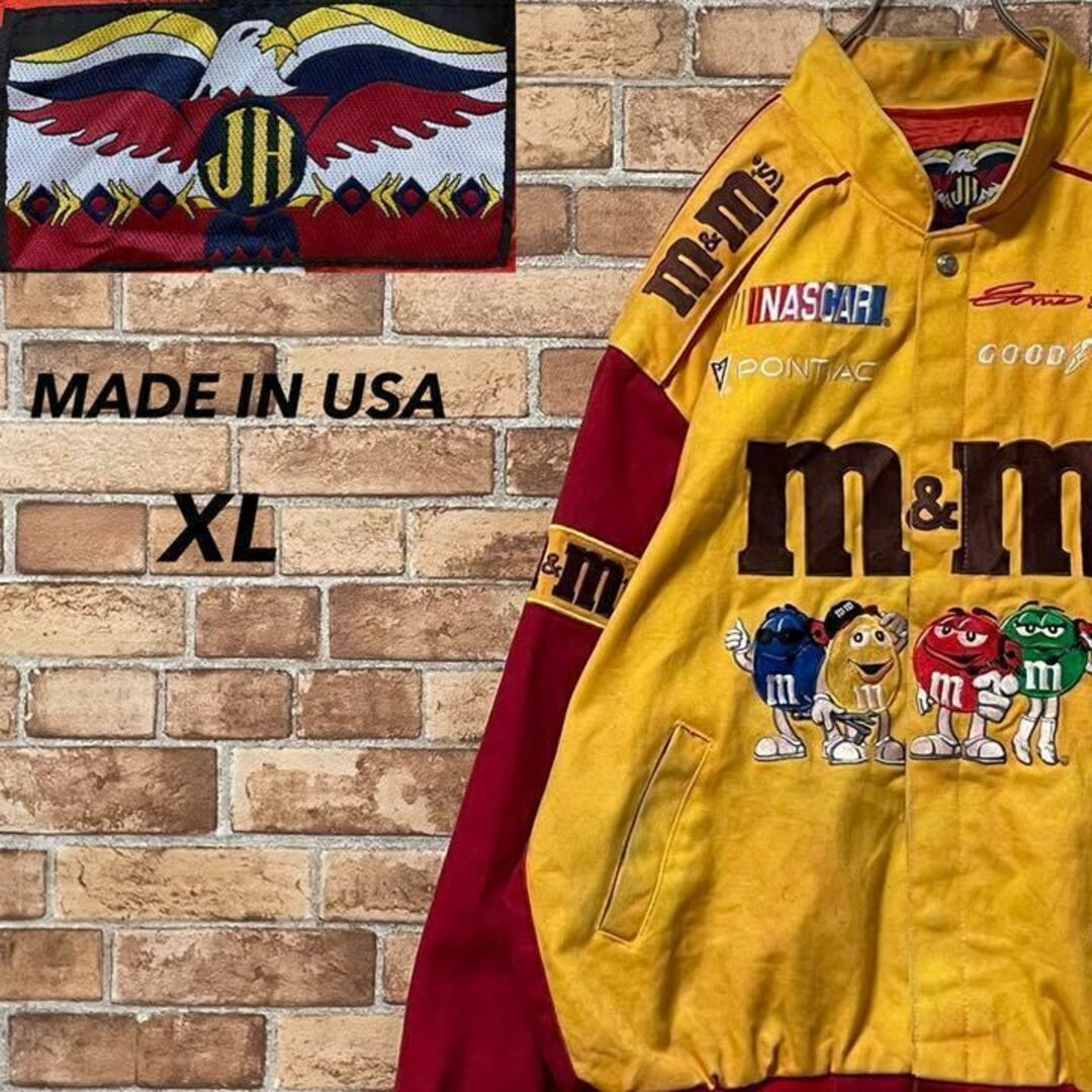 ジェフハミルトン　USA製　レーシングジャケット　総刺繍　エムアンドエムズ　XL