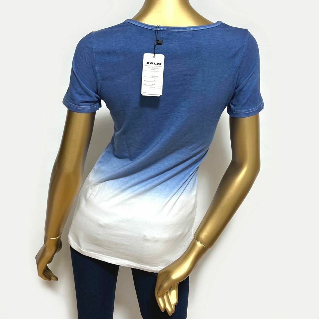 CALM(カーム)の【3064】CALM グラデ Tシャツ M ブルー Happy レディースのトップス(カットソー(半袖/袖なし))の商品写真
