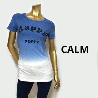 カーム(CALM)の【3064】CALM グラデ Tシャツ M ブルー Happy(カットソー(半袖/袖なし))