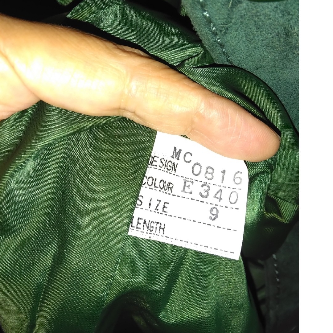 革スエードレディースロングコート9号（グリーン) レディースのジャケット/アウター(ロングコート)の商品写真