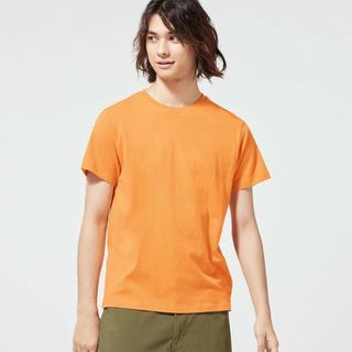 コットンカラーT(半袖) GU オレンジ Tシャツ カットソー 送料無料(Tシャツ/カットソー(半袖/袖なし))