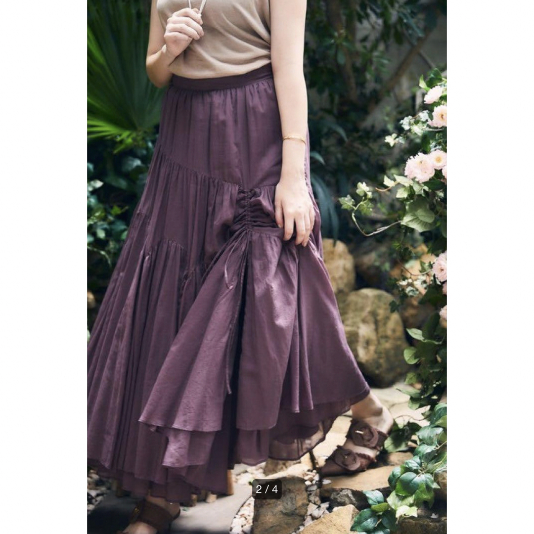 スカートAsymmetric Tiered Cotton-voile Skirt