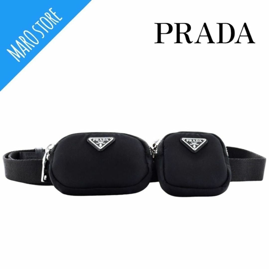 PRADA - 【美品】PRADA ポーチ付き ファブリックベルト ナイロン 三角