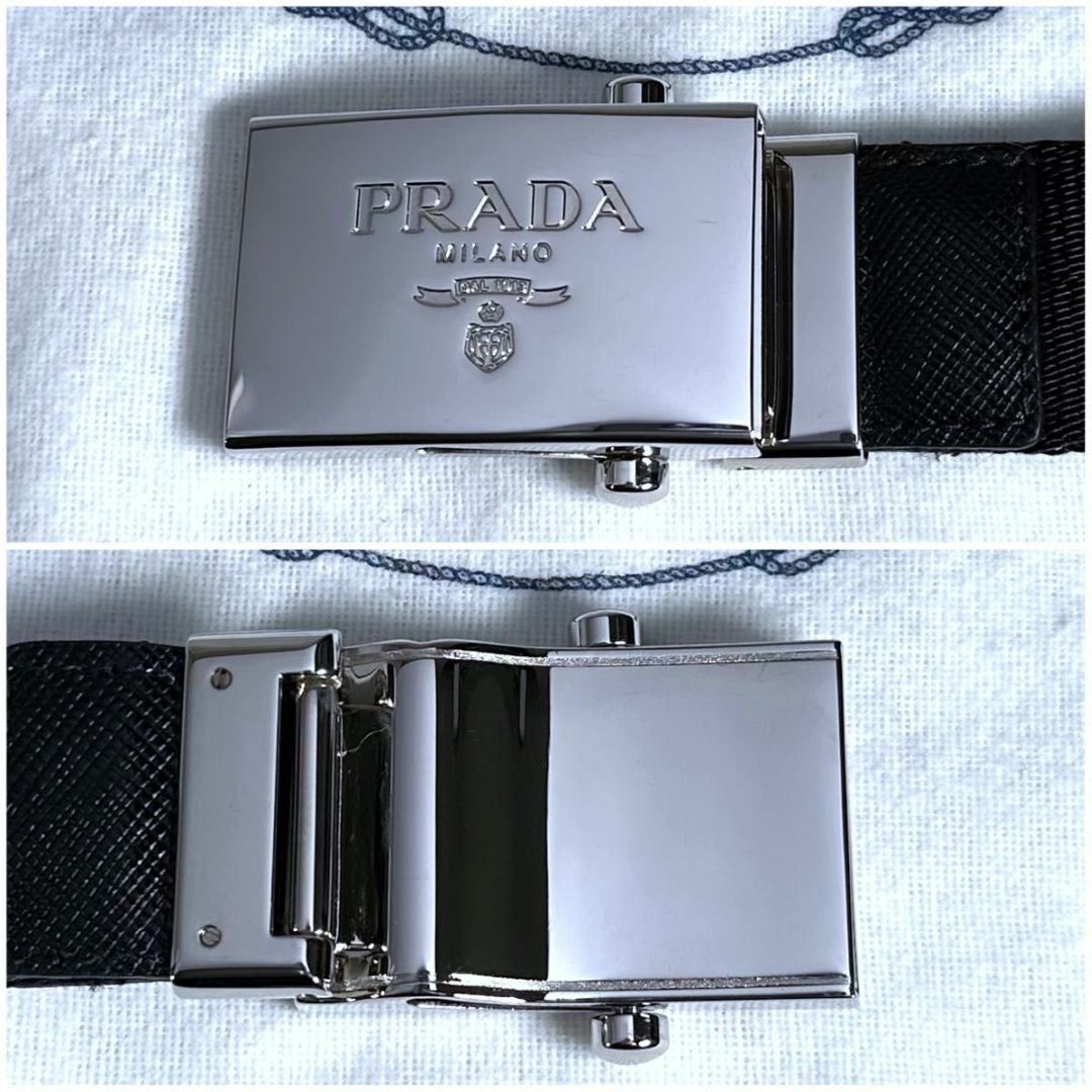 PRADA(プラダ)の【美品】PRADA ポーチ付き ファブリックベルト ナイロン 三角ロゴ レディースのファッション小物(ベルト)の商品写真