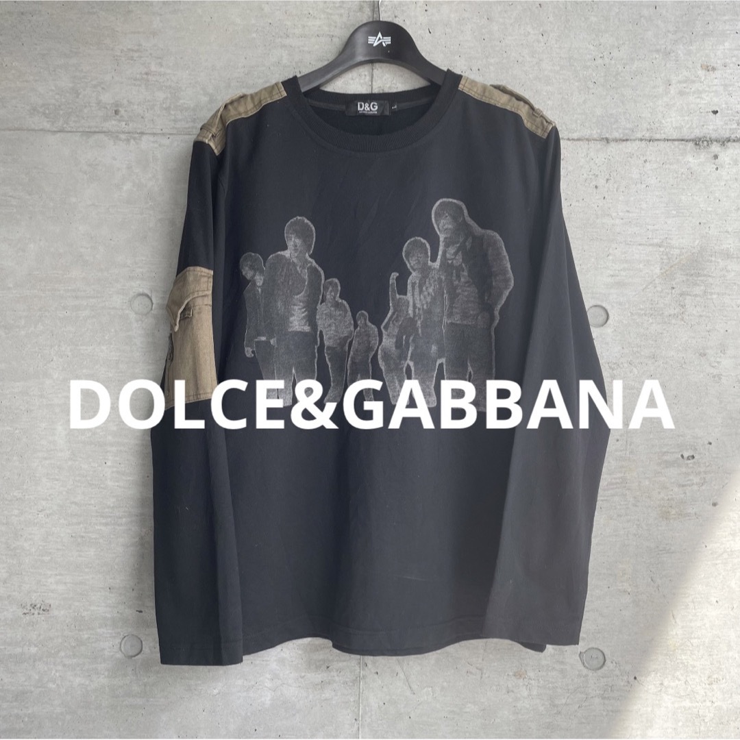 OLD DOLCE&GABBANA ミリタリー プリント ロンT スウェット-