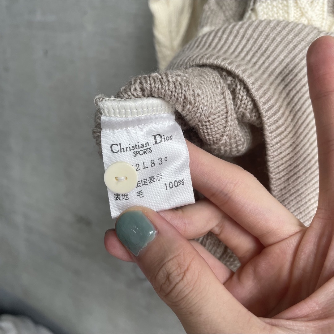 Christian Dior 立体リブニット編み 襟付き ウールセーター